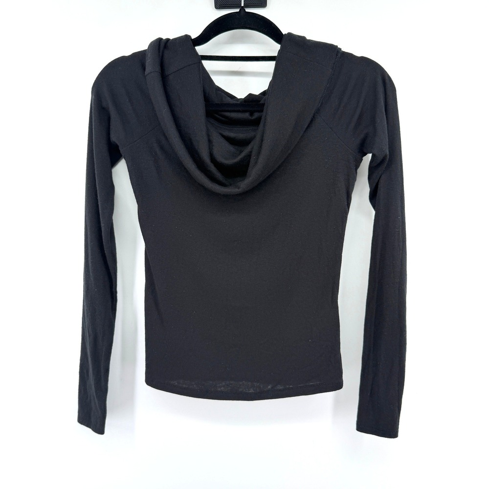 Everlane Hooded Top Cowl Neck Tencel Wool XXS Black Womens Slim Fit Hoodie